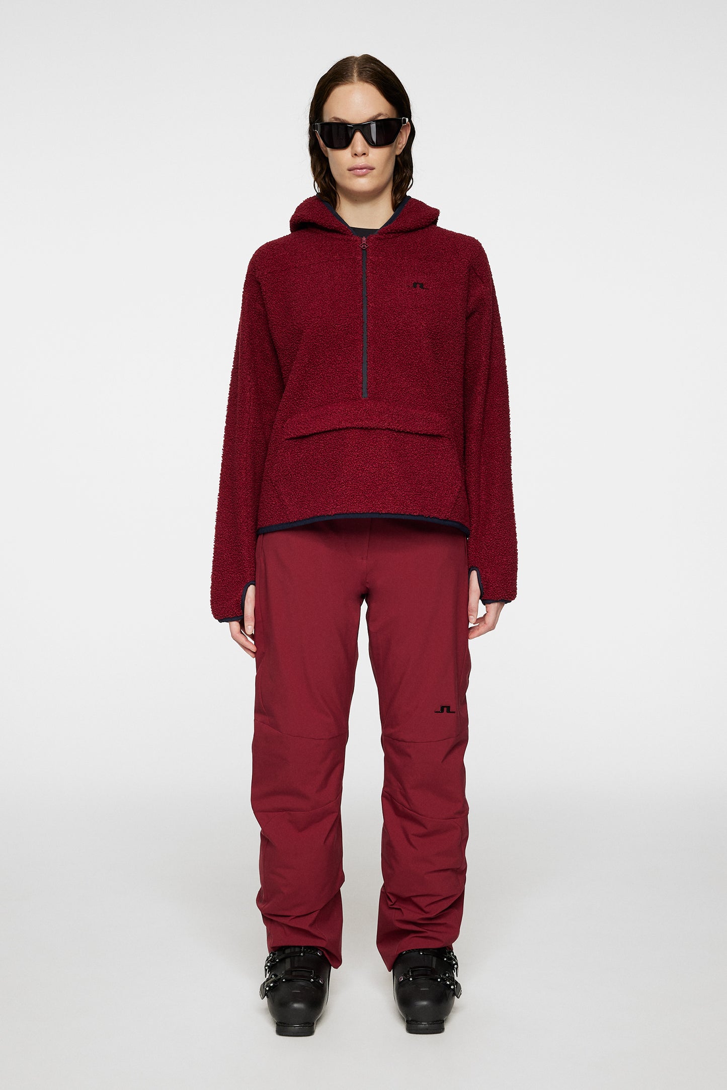 Delise Pile Hoodie in Cabernet by J.Lindeberg