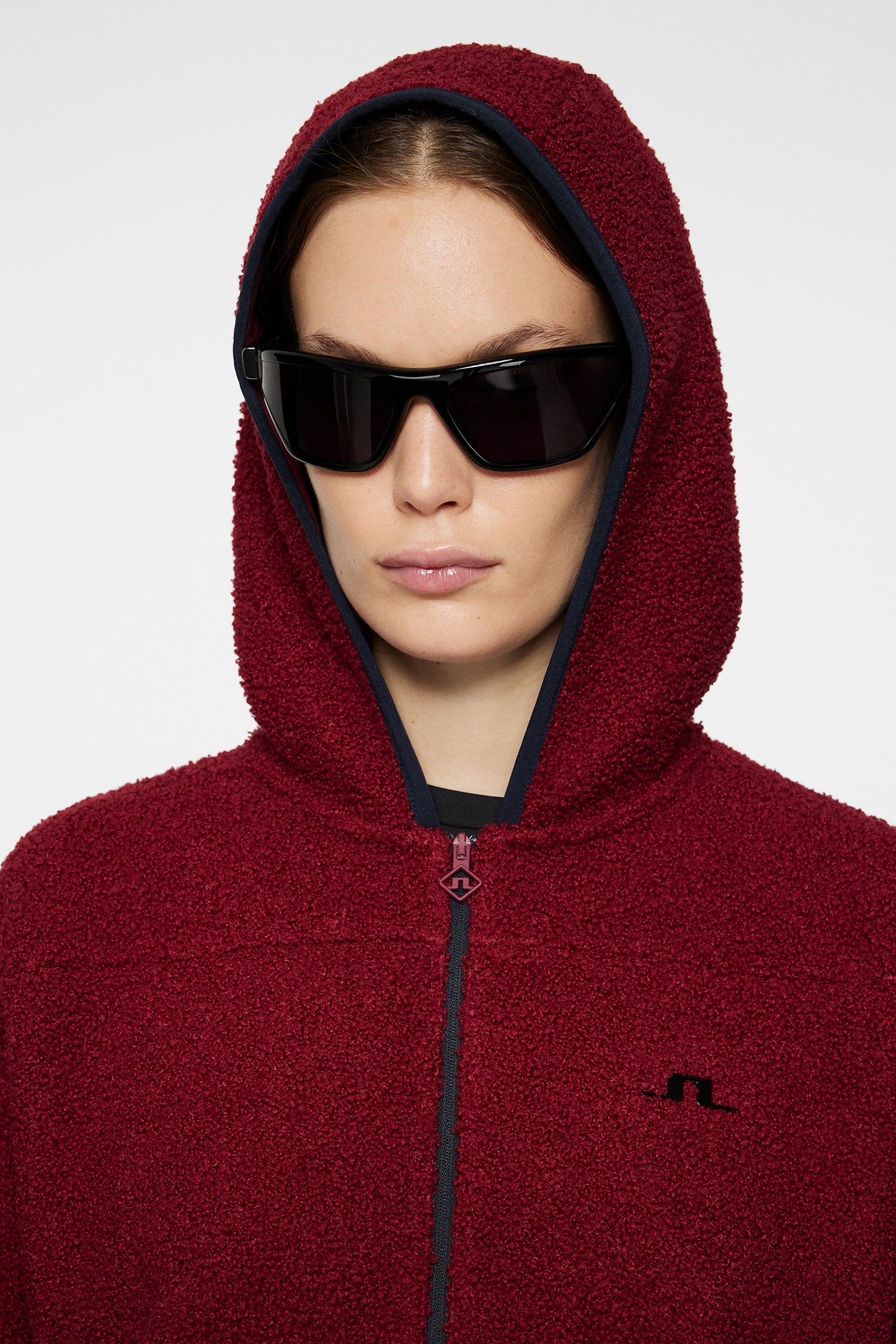 Delise Pile Hoodie in Cabernet by J.Lindeberg