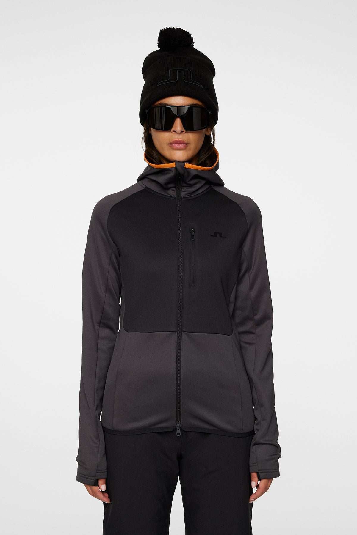 Elana Full Zip Hood in Asphalt by J.Lindeberg