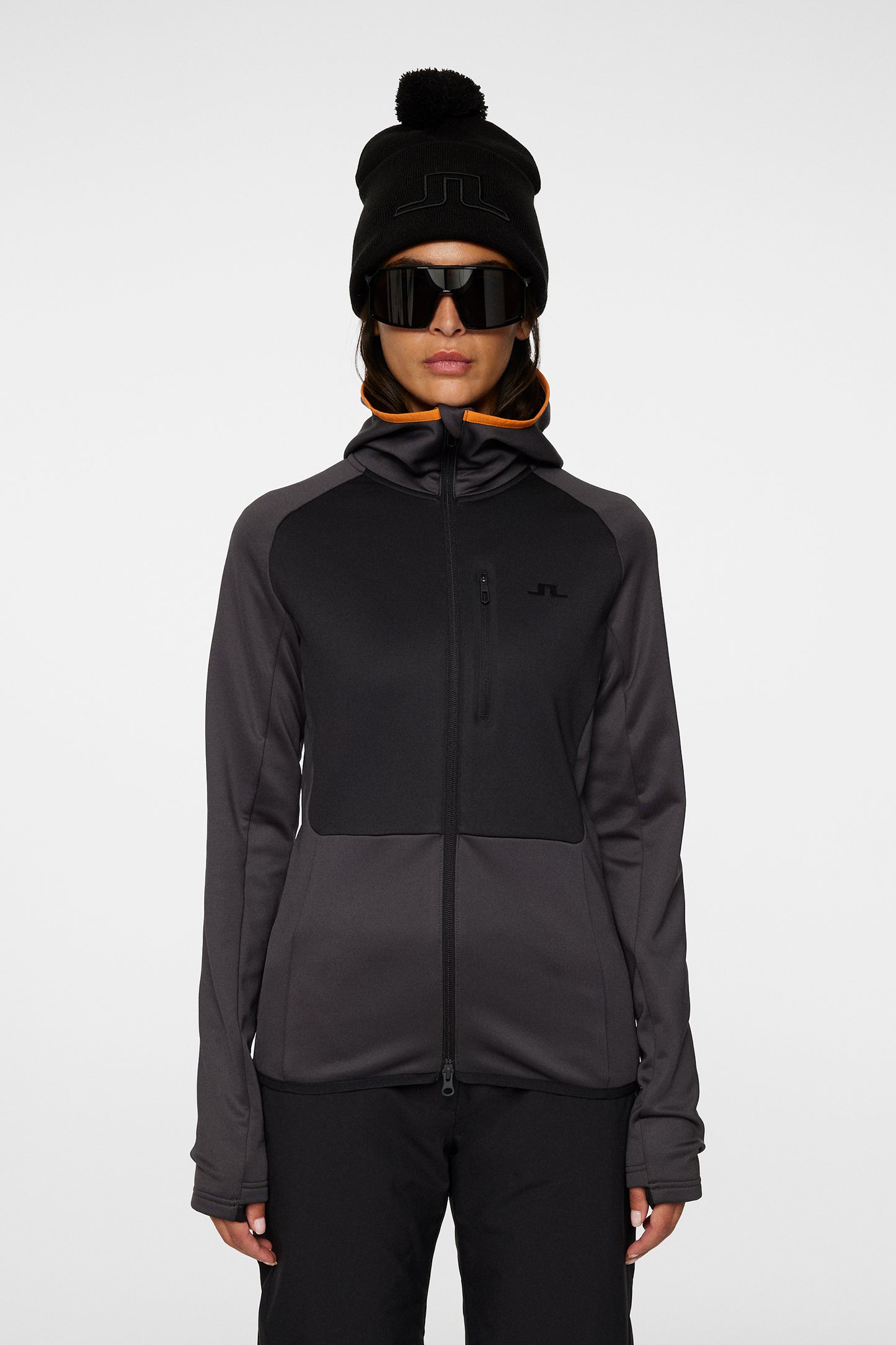 Elana Full Zip Hood in Asphalt by J.Lindeberg