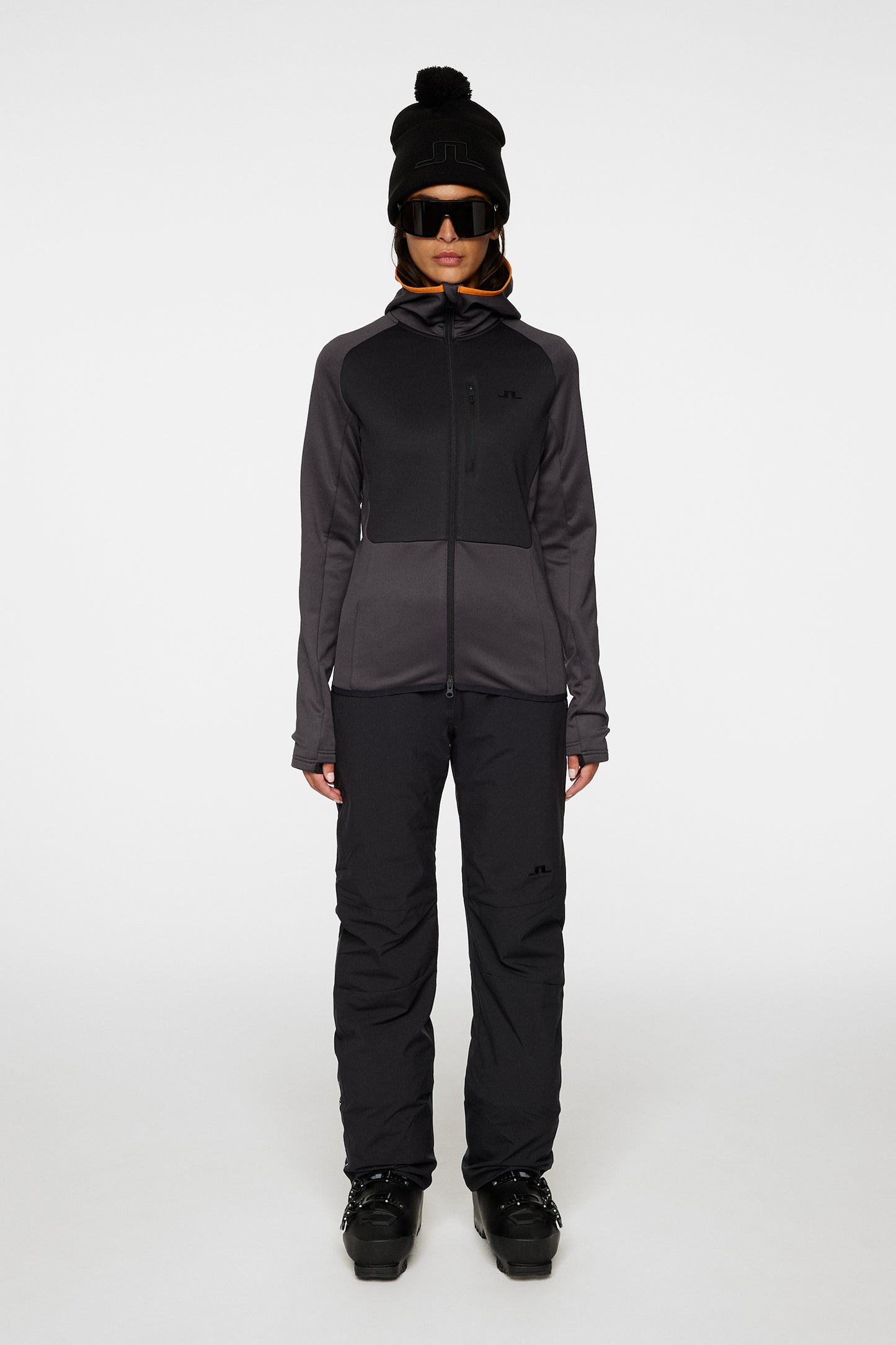 Elana Full Zip Hood in Asphalt by J.Lindeberg