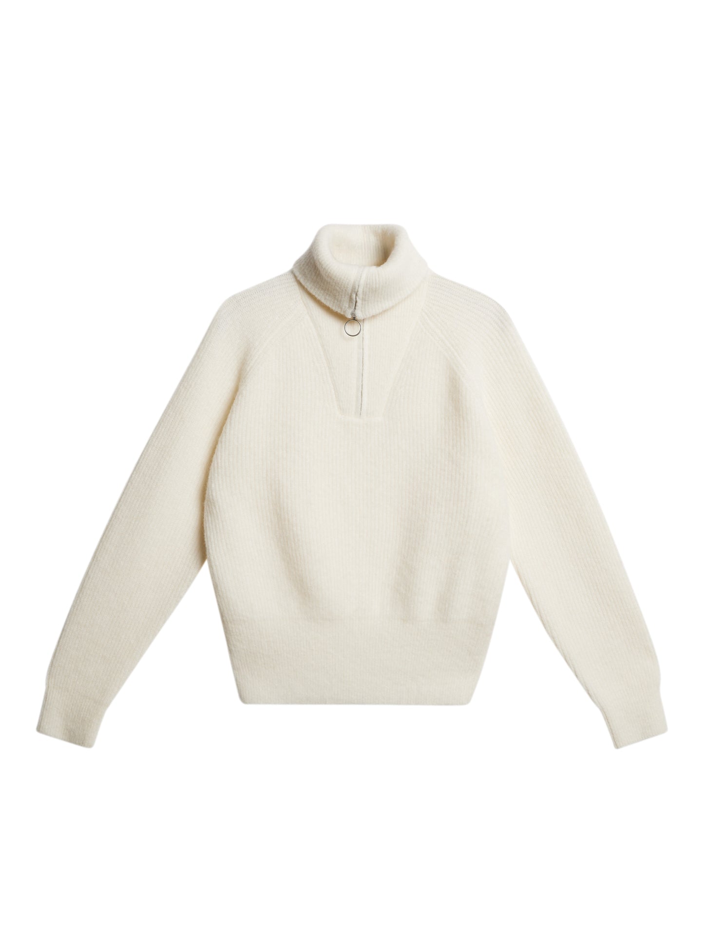 Finja Knitted Zip Sweater in Whisper White by J.Lindeberg