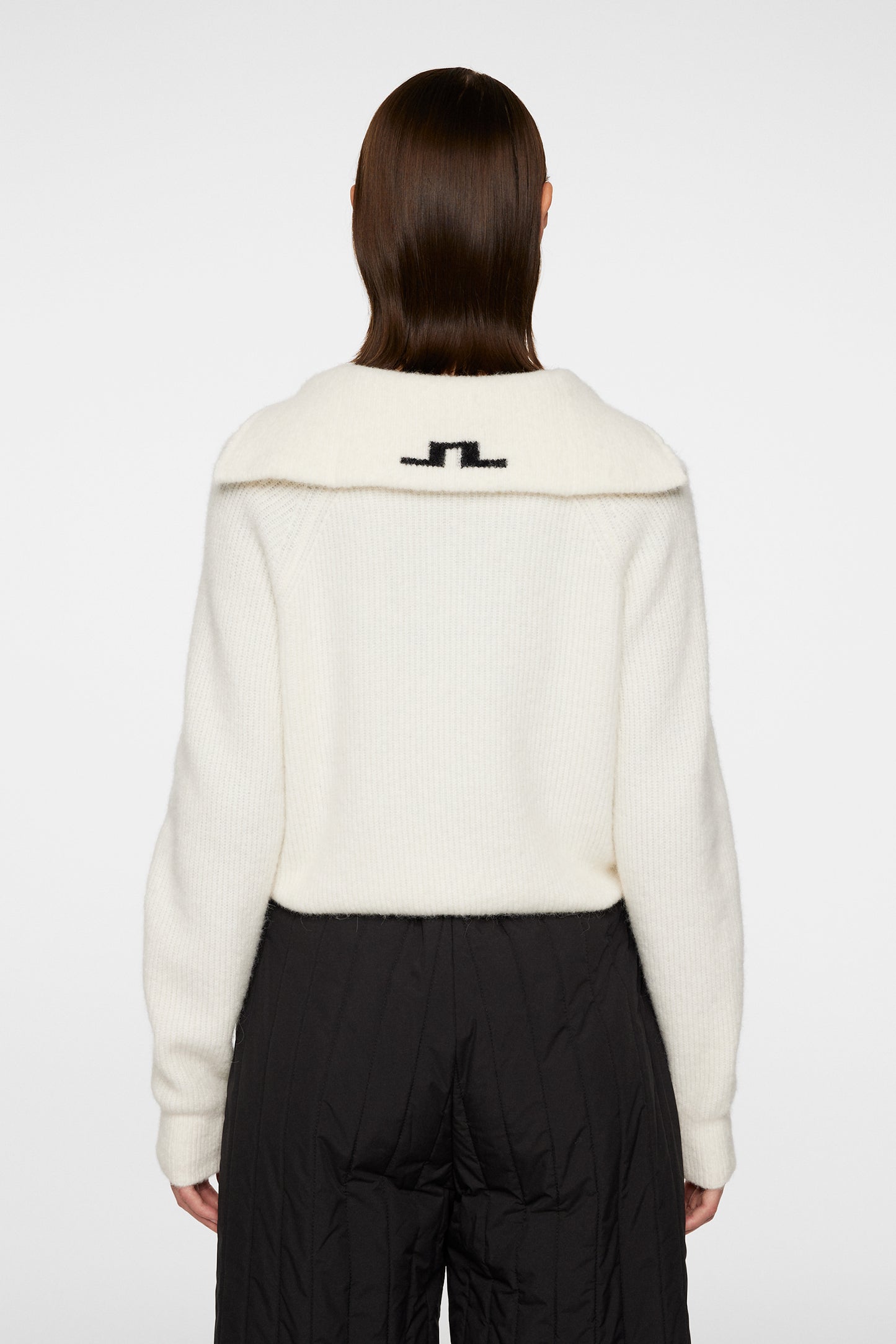 Finja Knitted Zip Sweater in Whisper White by J.Lindeberg