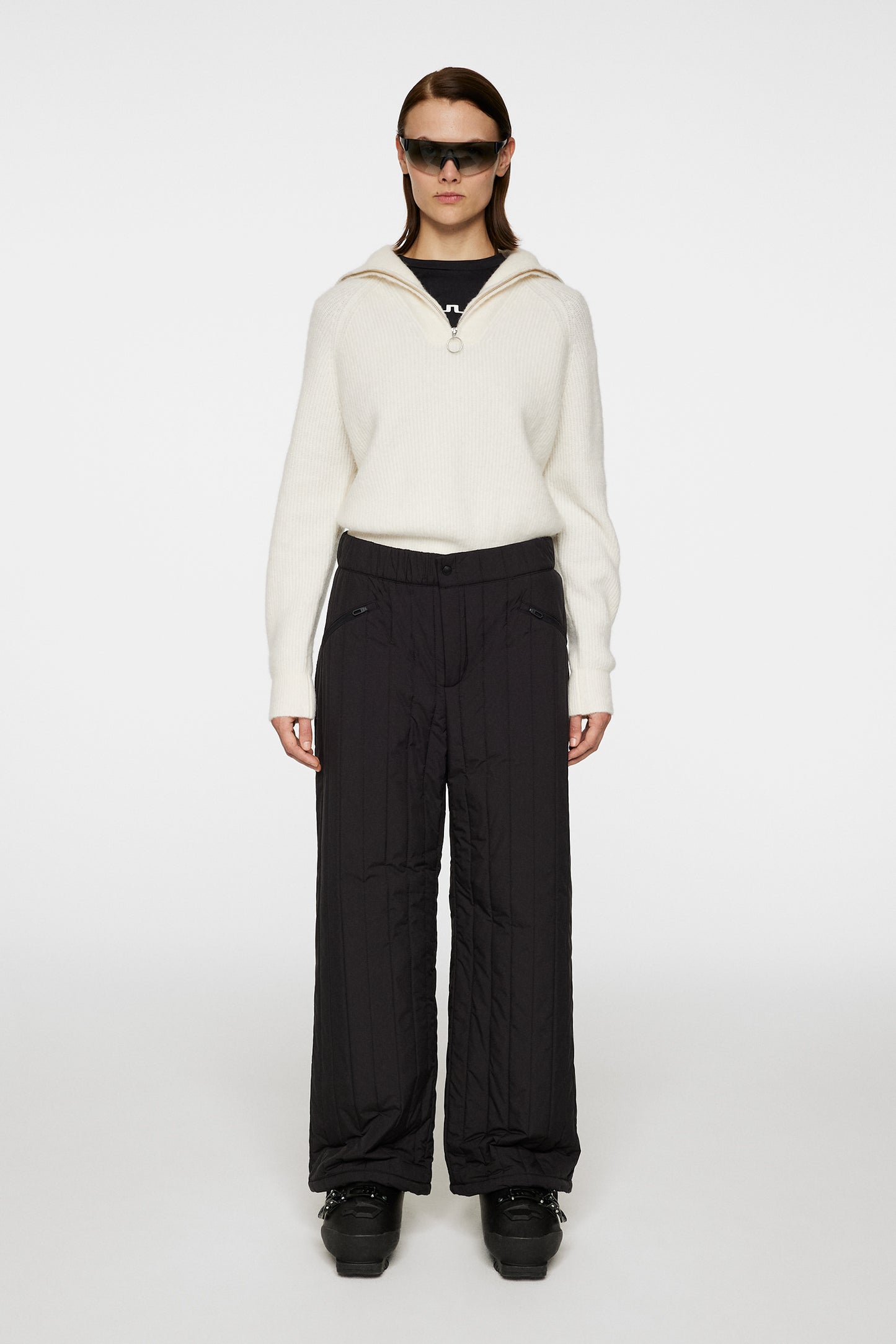 Finja Knitted Zip Sweater in Whisper White by J.Lindeberg