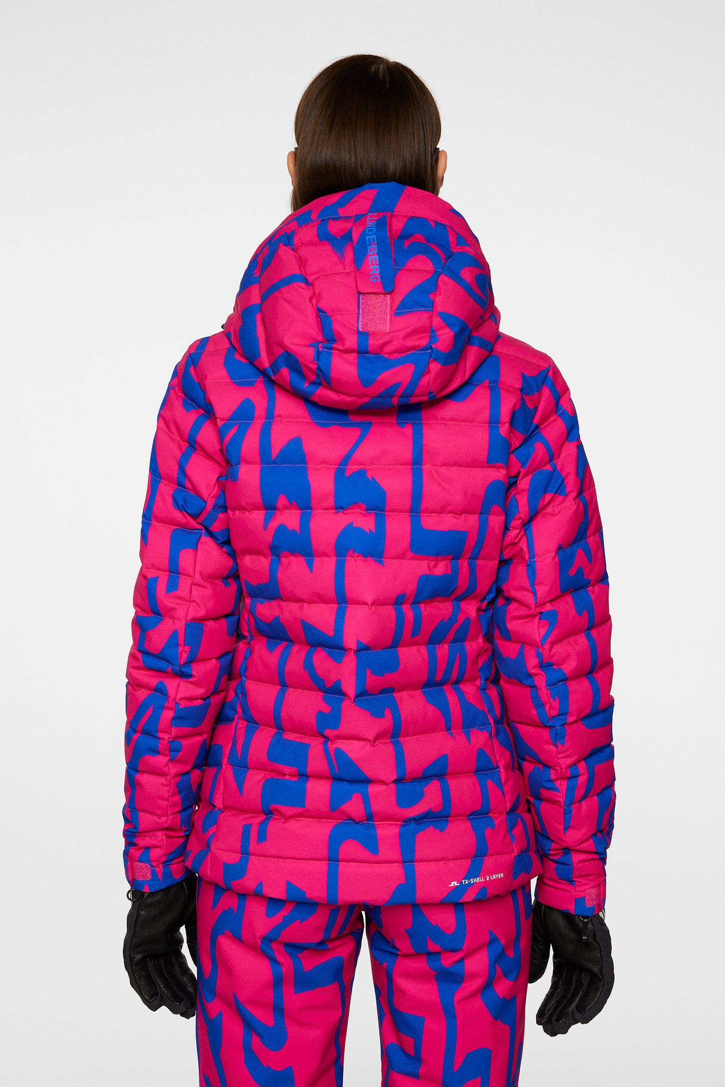 W Thermic Down Jacket Printed in Glitch Bridge Pink by J.Lindeberg
