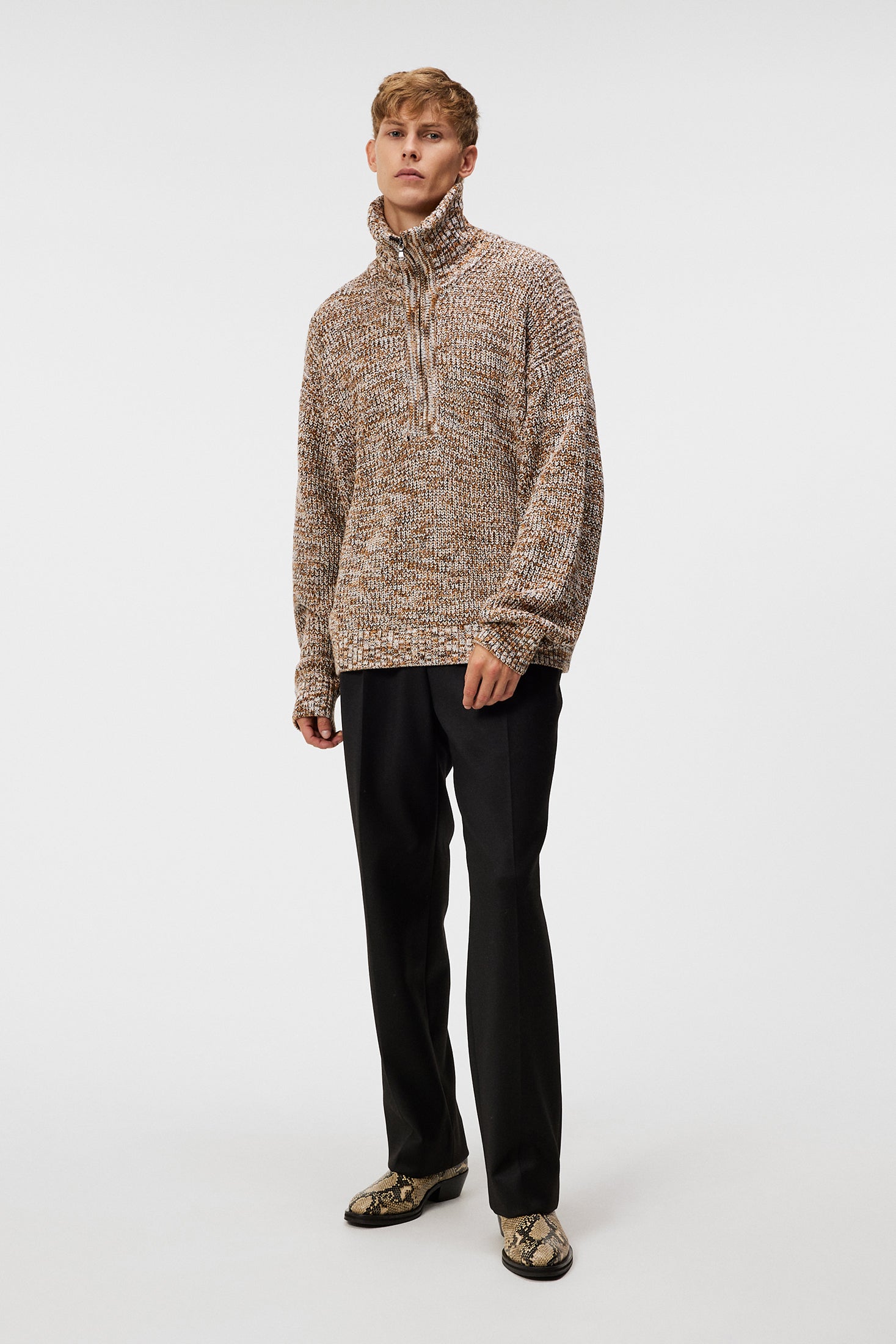 Chester Jacquard Quarter Zip Sweater